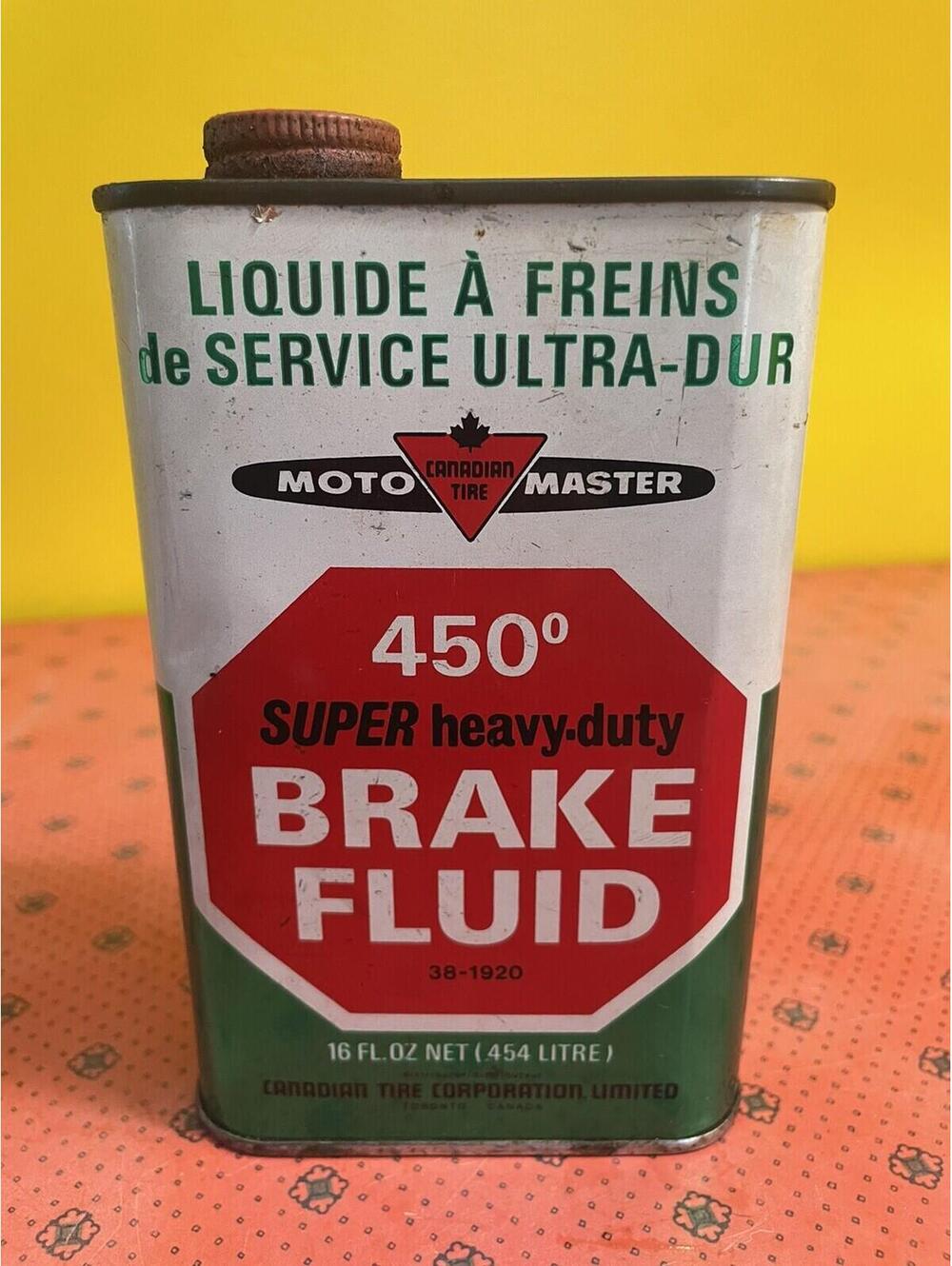 Canadian Tire Brake Fluid Motor Oil Can Quart Motomaster Super Heavy Duty